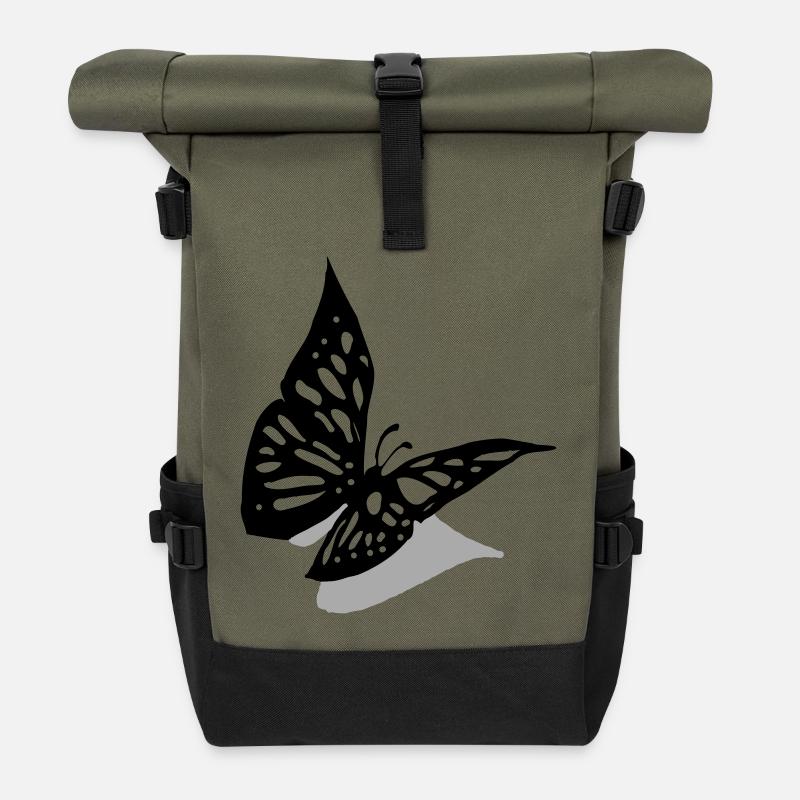 Butterfly 3D - Roll Top Backpack - olive/black