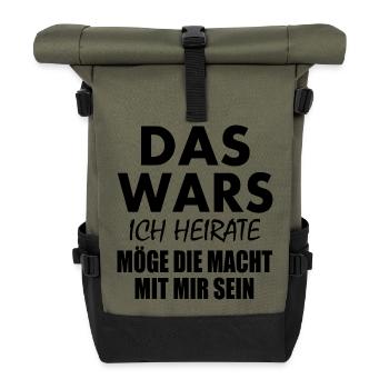 Das wars ich heirate - Rolltop Rucksack - Olive/Schwarz - Vorne