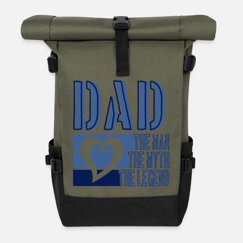 PAPA THE MAN THE MYTH THE LEGEND BLUE HEART - Roll Top Backpack - olive/black
