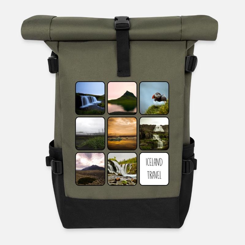 Islande Voyage - Sac à dos roll top - olive/noir