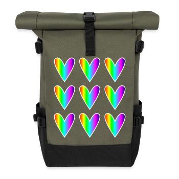 HERZ. HERZ. HEILIGER VALENTINSTAG. LIEBE. LIEBE. WEIHNACHTEN - Rolltop Rucksack - Olive/Schwarz - Vorne