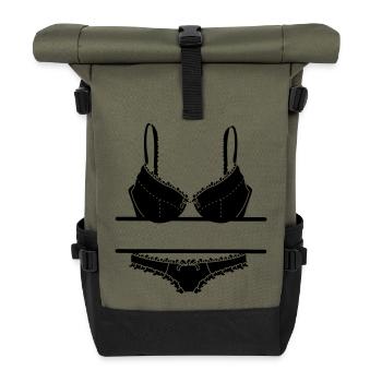 Dessous-Logo für BH und Slip - Rolltop Rucksack - Olive/Schwarz - Vorne