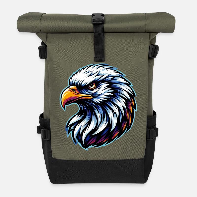 Weißkopfseeadler - Rolltop Rucksack - Olive/Schwarz