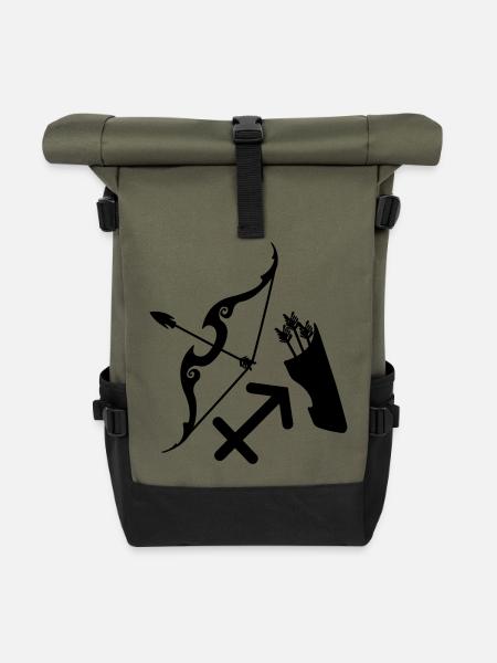 Sternzeichen Schütze - Rolltop Rucksack - Olive/Schwarz
