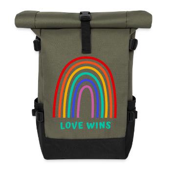 Love wins - Roll Top Backpack - olive/black - Front