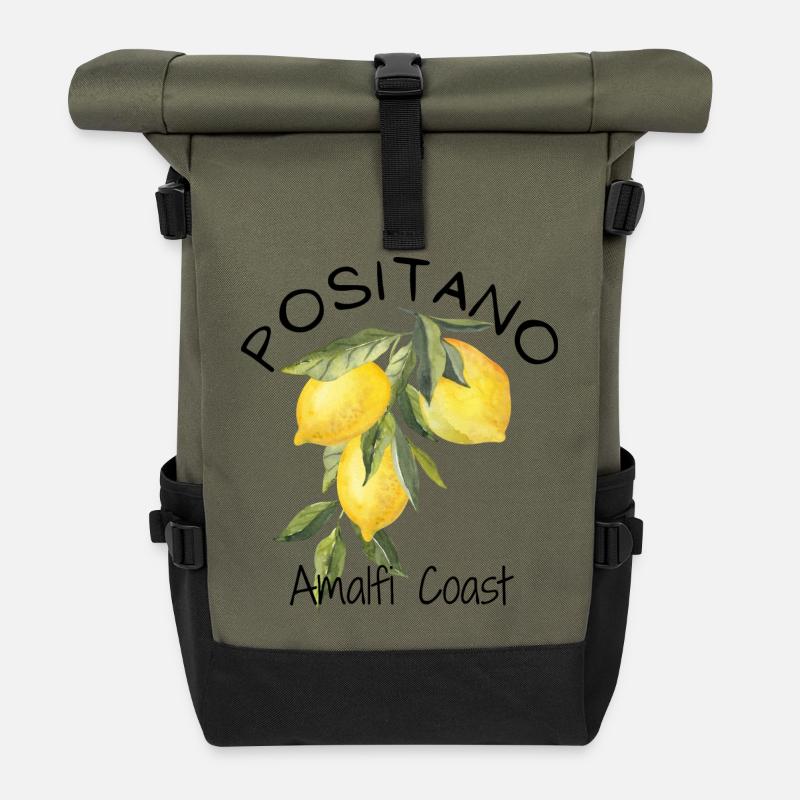 Positano Amalfi Coast Italy Vacation - Roll Top Backpack - olive/black