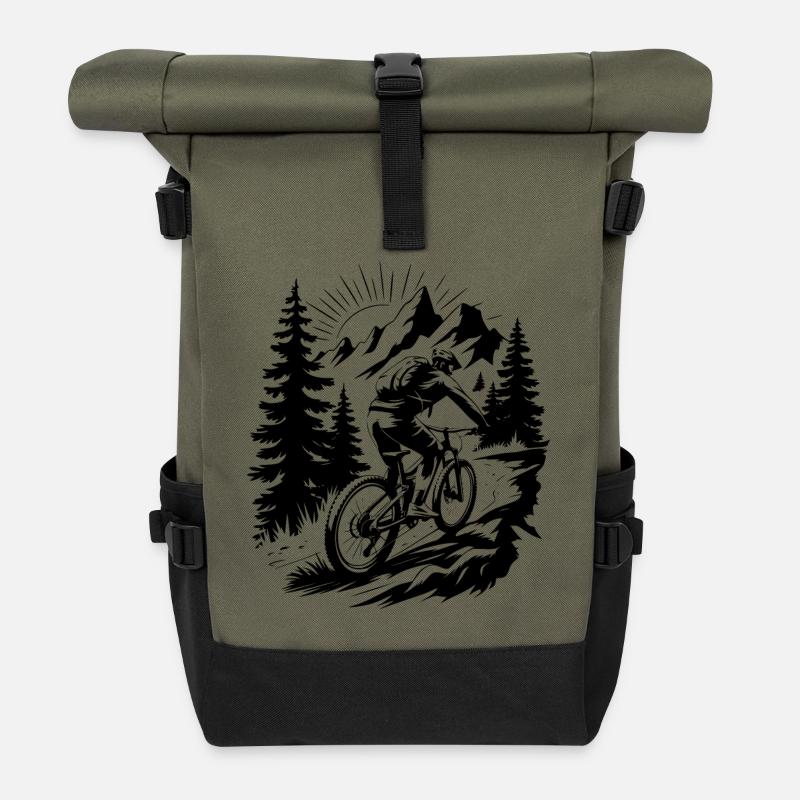 MTB Mountainbike - Rolltop Rucksack - Olive/Schwarz