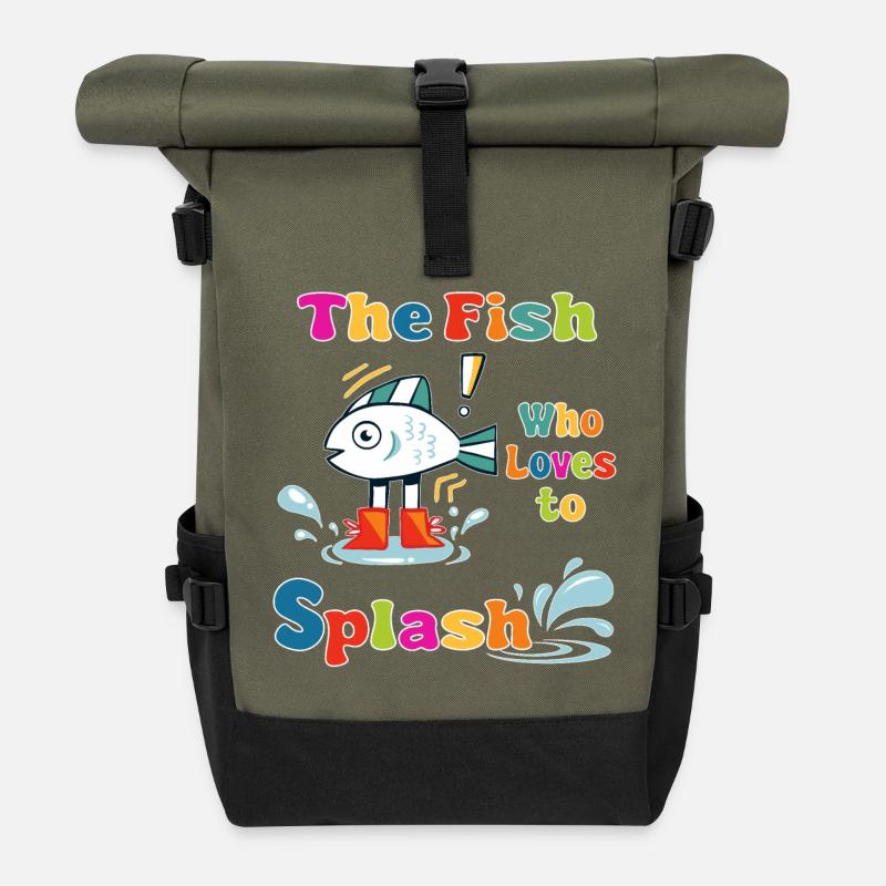 Le poisson qui adore barboter - Sac à dos roll top - olive/noir