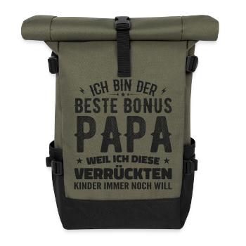 Bonus Dad Stepdad Bonus Dad Dad Gift - Roll Top Backpack - olive/black - Front