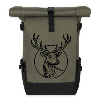 Groß, Reh - Rolltop Rucksack - Olive/Schwarz - Vorne