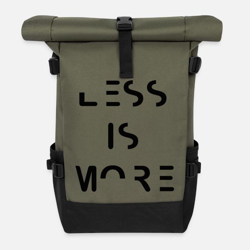 Less is More – Minimalistisches Typografie Design - Rolltop Rucksack - Olive/Schwarz