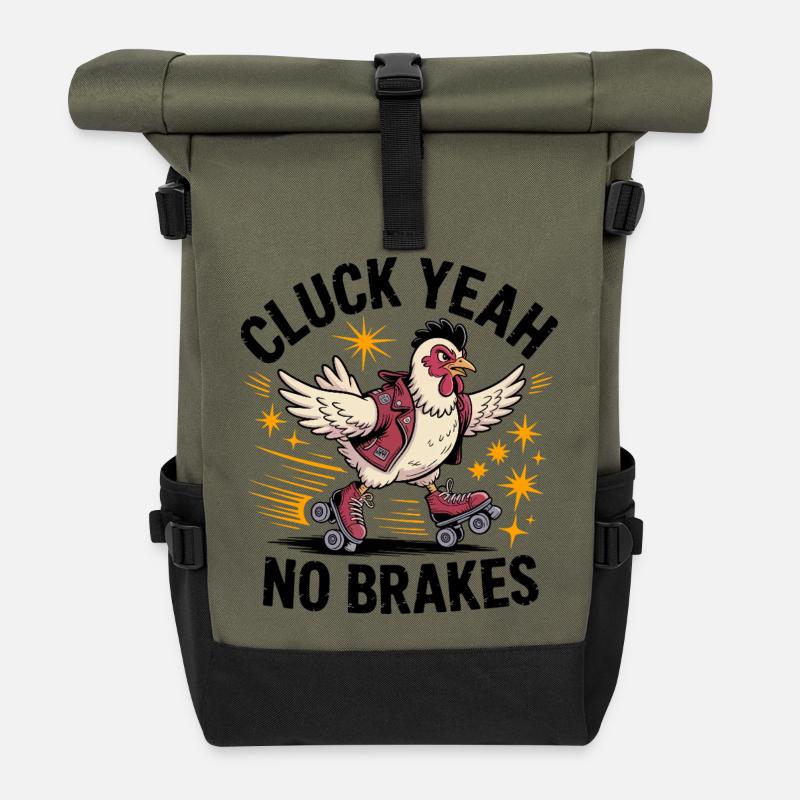 Geflügeltes Roller-Derby-Küken - Rolltop Rucksack - Olive/Schwarz