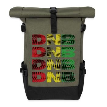 DNB Grid Rainbow Print - Roll Top Backpack - olive/black - Front
