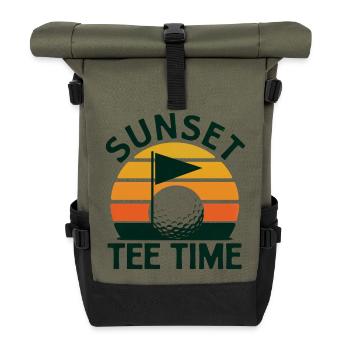 Golf Golfen Retro - Rolltop Rucksack - Olive/Schwarz - Vorne