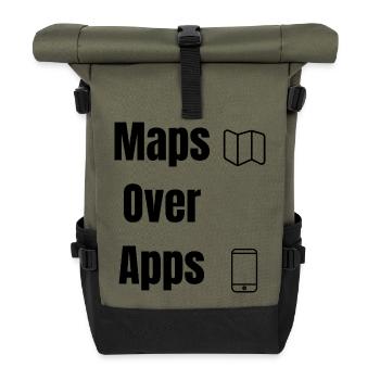 Maps Over Apps – Travel Shirt - Roll Top Backpack - olive/black - Front