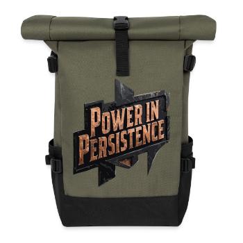 Kraft in der Persistenz - Rolltop Rucksack - Olive/Schwarz - Vorne