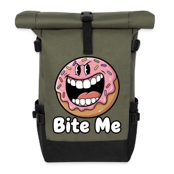 Dessin animé Mords-moi le beignet - Sac à dos roll top - olive/noir - Devant
