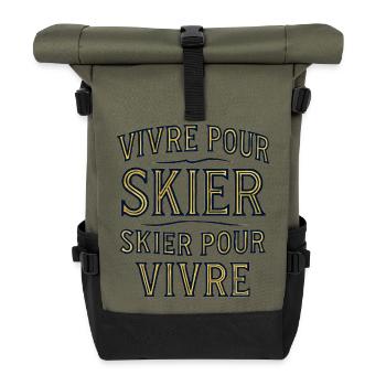 Vivre pour skier, skier pour vivre - Sac à dos roll top - olive/noir - Devant