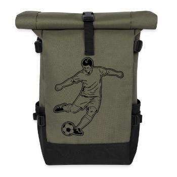Fußball Spieler Schuss Torjäger Vektor - Rolltop Rucksack - Olive/Schwarz - Vorne