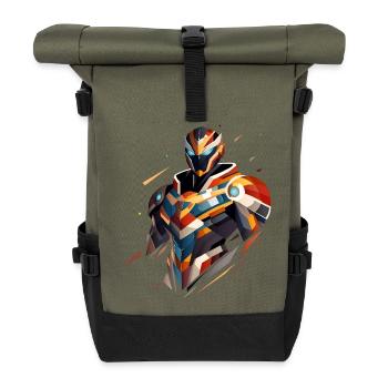 Héros de science-fiction futuriste dans un style géométrique - Sac à dos roll top - olive/noir - Devant