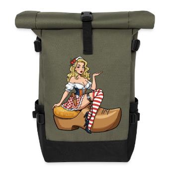 Holland-Pin-up in Verstopfung - Rolltop Rucksack - Olive/Schwarz - Vorne