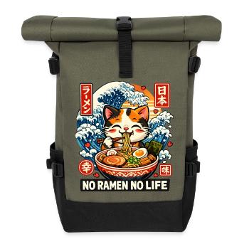 Ramen Katze Kanagawa - Rolltop Rucksack - Olive/Schwarz - Vorne