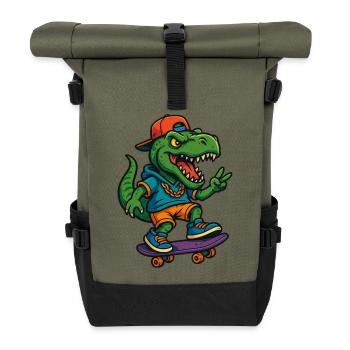 T-Rex Street Skater  - Rolltop Rucksack - Olive/Schwarz - Vorne