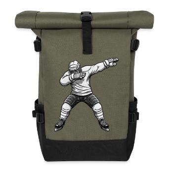 Eishockey Dab – Lustiges Sportmotiv - Rolltop Rucksack - Olive/Schwarz - Vorne