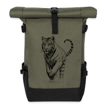 Tiger - Roll Top Backpack - olive/black - Front