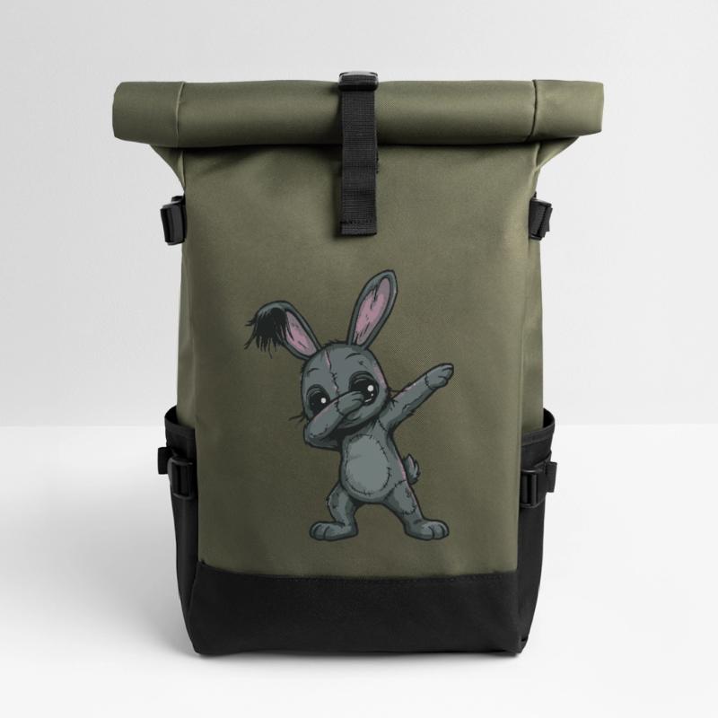 Patchwork Bunny Doodle Roll Top Backpack