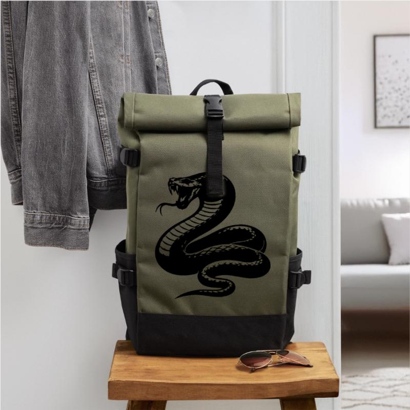 Snake Python Silhouette Roll Top Backpack