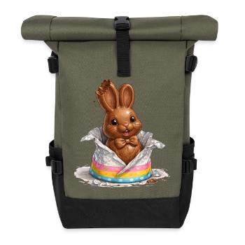 Un lapin en chocolat dans un œuf de Pâques - Sac à dos roll top - olive/noir - Devant