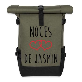 Hochzeitstag – Jasmine-Hochzeit (66 Jahre) - Rolltop Rucksack - Olive/Schwarz - Vorne
