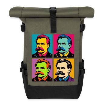 Friedrich Nietzsche Pop Portraits - Roll Top Backpack - olive/black - Front