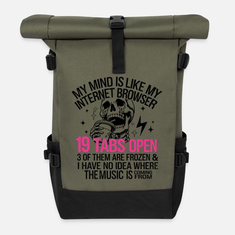 Mein Geist ist wie mein Internetbrowser - Rolltop Rucksack - Olive/Schwarz