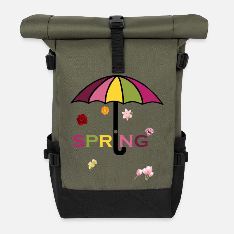 Frühjahr-02 - Rolltop Rucksack - Olive/Schwarz