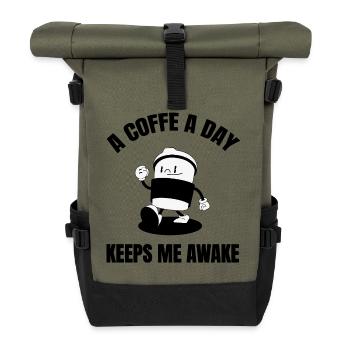 A coffee a day - Roll Top Backpack - olive/black - Front