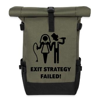 Exit Strategy Failed! (JGA Bräutigam Game Over B) - Rolltop Rucksack - Olive/Schwarz - Vorne