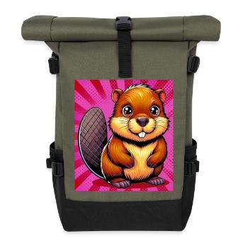 Bieber - Rolltop Rucksack - Olive/Schwarz - Vorne