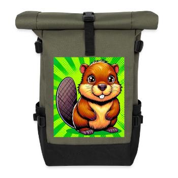Bieber - Rolltop Rucksack - Olive/Schwarz - Vorne