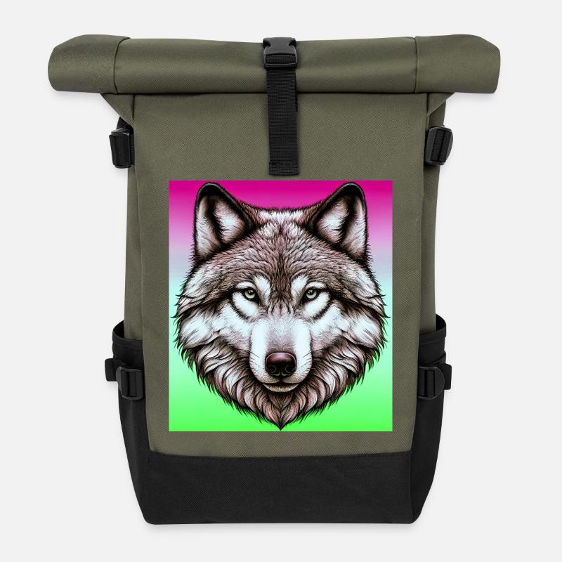 Wolf - Roll Top Backpack - olive/black
