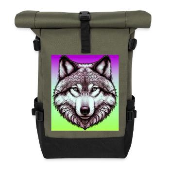 Wolf - Roll Top Backpack - olive/black - Front