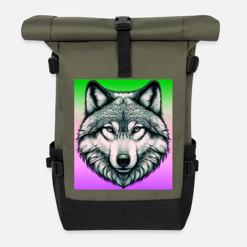 Wolf - Roll Top Backpack - olive/black