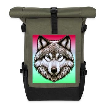 Wolf - Roll Top Backpack - olive/black - Front