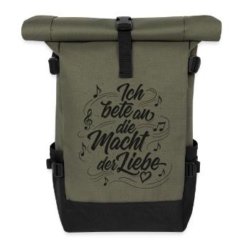 Ich bete an die Macht der Liebe - Lettering - Rolltop Rucksack - Olive/Schwarz - Vorne