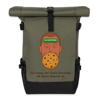 Datenschutz Cookie, Richtlinien Ironie - Rolltop Rucksack - Olive/Schwarz - Vorne