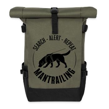 Labrador Mantrailing Hundesport Hunde Labbi  - Rolltop Rucksack - Olive/Schwarz - Vorne