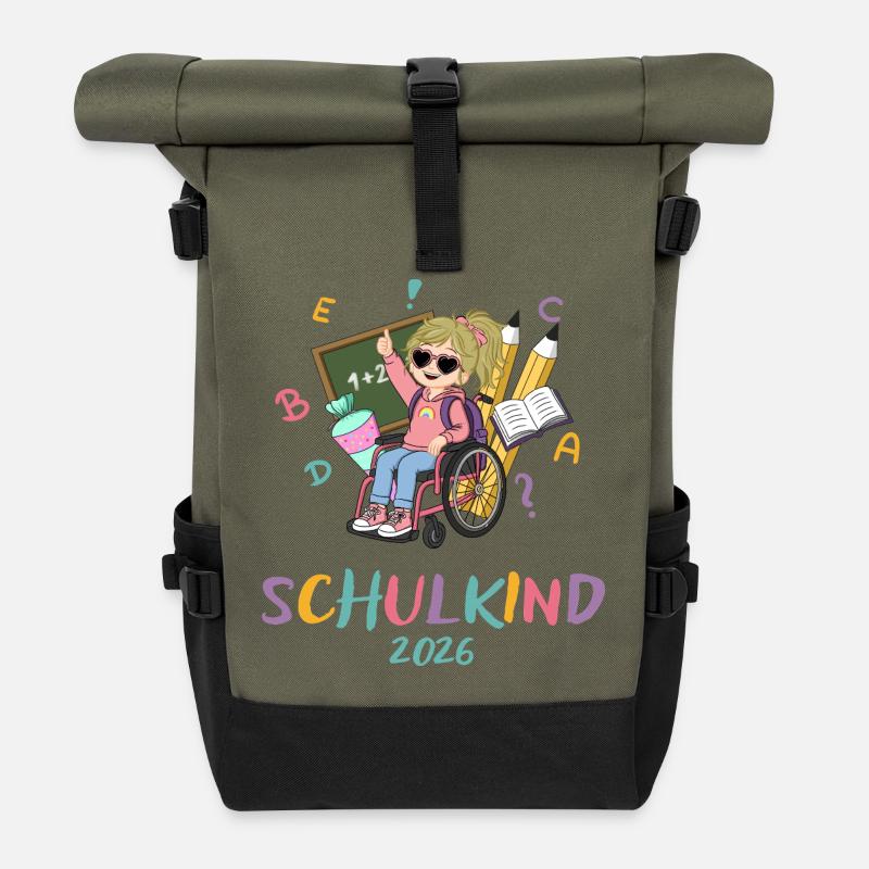 Schulkind Power 2026 - Rolltop Rucksack - Olive/Schwarz