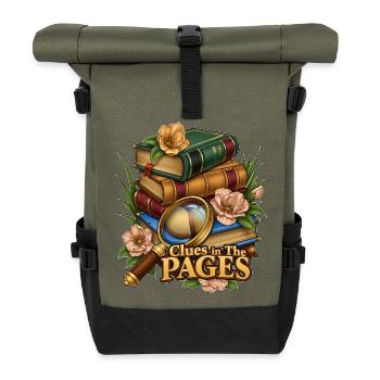 Hinweise auf den Seiten - Rolltop Rucksack - Olive/Schwarz - Vorne