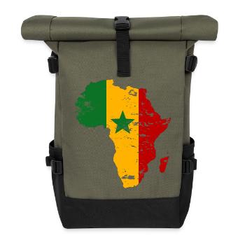 Senegal_Flagge_Afrika_used - Roll Top Backpack - olive/black - Front